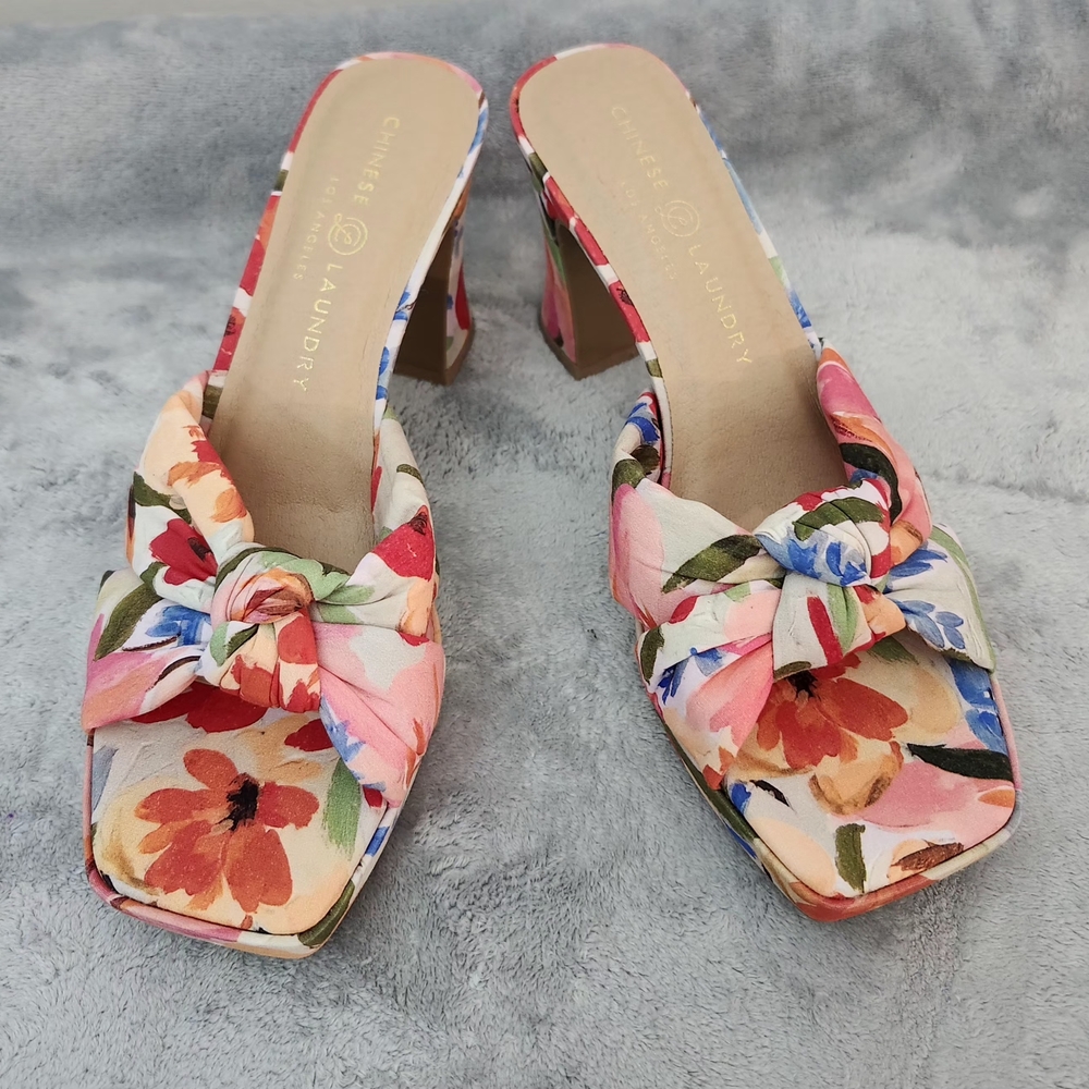 Chinese Laundry Floral Knot Slide Heels - Pink Multi